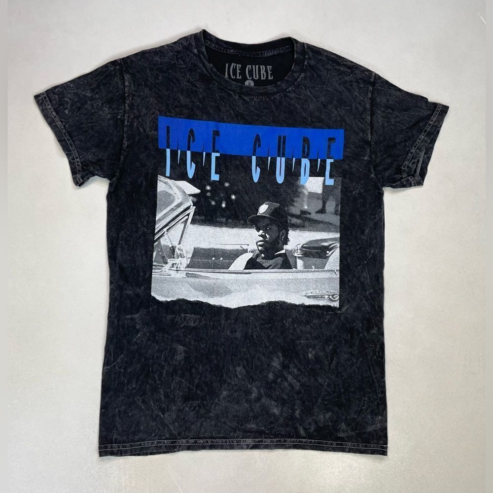 Ice Cube Graphic T-shirt Women Small Black Acid Wash Short Sleeve Music